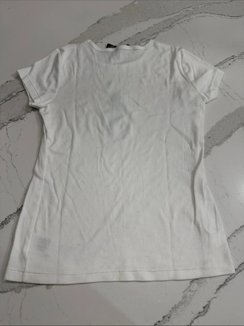 Vintage Ralph Lauren White with Blue Pony Cotton Crewneck Tee| Girls XL